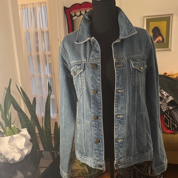 Women's Blue Jean Jacket with Graphic Design - Picture 4 of 11